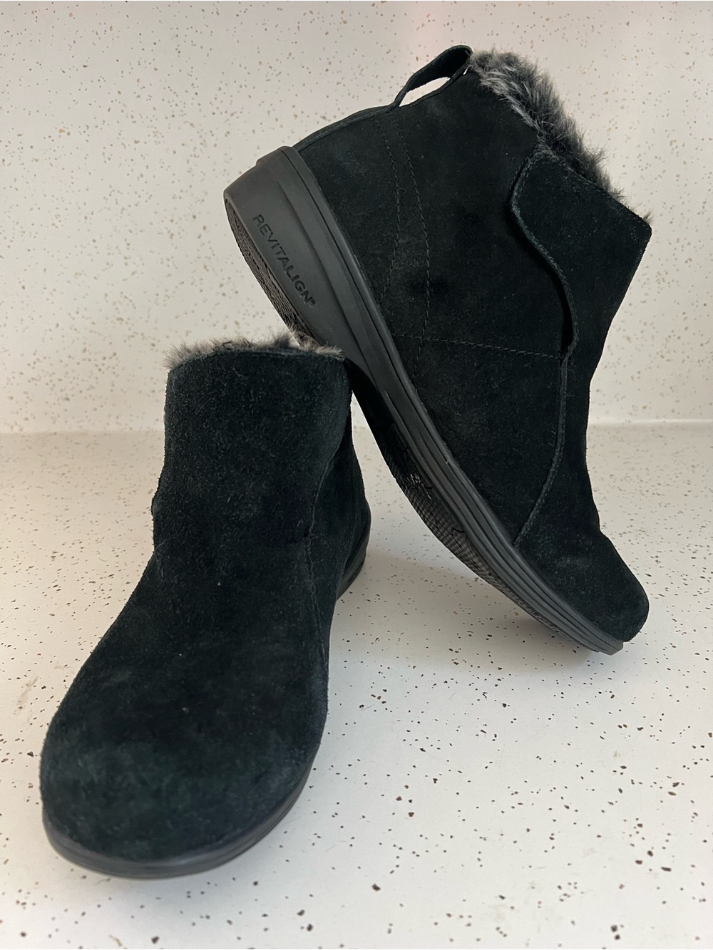 Black Suede Faux-Fur Ankle Boots - Revitalign